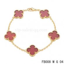 Fake Van Cleef & Arpels Bracelet Jaune Avec 5 Motifs De Couleur Rouge