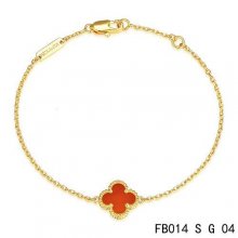 Cheap Van Cleef & Arpels Sweet Alhambra Bracelet In Yellow Gold With Carnelian