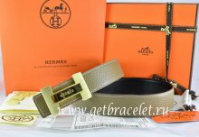 Hermes Reversible Belt Light Gray/Black Togo Calfskin With 18k Gold Logo H Buckle