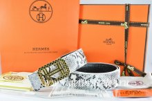 Hermes Reversible Belt White/Black Snake Stripe Leather With 18K Gold Lace Strip H Buckle