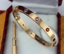 New Arrival Cartier Love Bracelet Pink Gold Colorful Diamonds B6036517