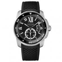 Calibre de Cartier Diver replica watch W7100056 steel black rubber strap