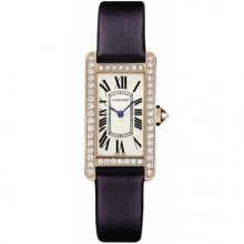 Cartier Tank Americaine diamond small watch for women WB707931 pink gold black satin strap