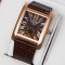 Cartier Tank MC swiss quartz watch for men 18K pink gold brown dial and leather strap
