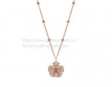 Replica Bvlgari Divas' Dream Necklace in Rose Gold with Rose Sapphires and Pave Diamonds