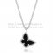 Van Cleef Arpels Lucky Alhambra Butterfly Necklace White Gold With Black Onyx Mother Of Pearl