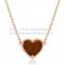 Van Cleef Arpels Sweet Alhambra Heart Pendant Pink Gold With Tiger's Eye Mother Of Pearl