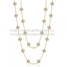 Van Cleef & Arpels Vintage Alhambra Necklace Yellow Gold 20 Motifs With Gray Mother Of Pearl