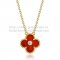 Van Cleef & Arpels Vintage Alhambra Pendant Yellow Gold With Carnelian Mother Of Pearl Round Diamonds