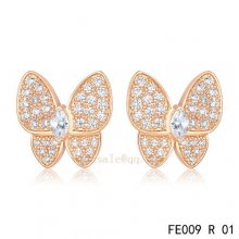 Cheap Van Cleef & Arpels Butterflies Pink Gold Earrings With Diamonds