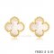 Cheap Van Cleef & Arpels Clover White Mother Of Pearl Yellow Gold Earrings