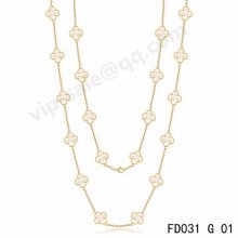 Fake Van Cleef & Arpels Vintage Alhambra Necklace In Yellow Gold With Mother-Of-Pearl