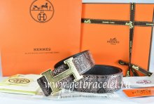 Hermes Reversible Belt Brown/Black Snake Stripe Leather With 18K Gold Brushed Prints H Buckle