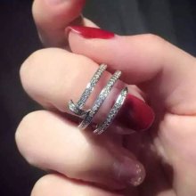 Cartier Juste Un Clou White Gold Full Diamond Double Nail Ring