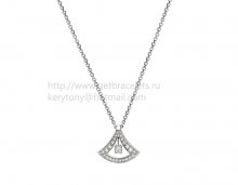Replica Bvlgari Divas' Dream White Gold Openwork Necklace with Central Diamond and Pave Diamonds