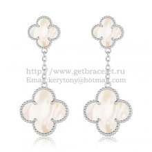 Van Cleef & Arpels Magic Alhambra Earrings White Gold With White Mother Of Pearl