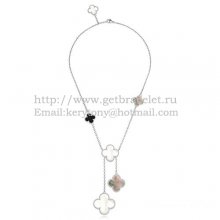 Van Cleef & Arpels Magic Alhambra Necklace White Gold 6 Motifs With White Gray Mother Of Pearl