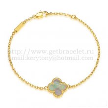 Van Cleef & Arpels Sweet Alhambra Bracelet Yellow Gold With Gray Mother Of Pearl