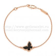 Van Cleef & Arpels Sweet Alhambra Butterfly Bracelet Pink Gold With Black Agate Mother Of Pearl
