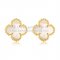 Van Cleef & Arpels Sweet Alhambra Earrings 9mm Yellow Gold With White Mother Of Pearl