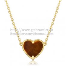 Van Cleef Arpels Sweet Alhambra Heart Pendant Yellow Gold With Tiger's Eye Mother Of Pearl