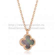 Van Cleef & Arpels Sweet Alhambra Pendant Pink Gold With Gray Mother Of Pearl 9mm