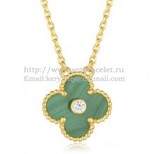 Van Cleef & Arpels Vintage Alhambra Pendant Yellow Gold With Malachite Mother Of Pearl Round Diamonds