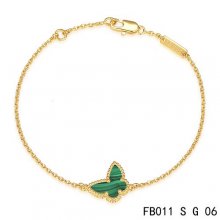 Cheap Van Cleef & Arpels Sweet Alhambra Bracelet In Yellow With Green Butterfly