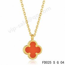 Cheap Van Cleef & Arpels Vintage Alhambra Pendant In Yellow Gold With Coral