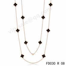 Cheap Van Cleef & Arpels Vintage Alhambra Necklace In Yellow Gold With Onyx