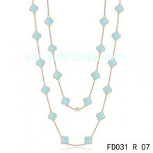 Replica Van Cleef & Arpels Vintage Alhambra Necklace In Pink Gold With 20 Motifs