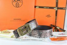 Hermes Reversible Belt Brown/Black Snake Stripe Leather With 18K Gold Lace Strip H Buckle