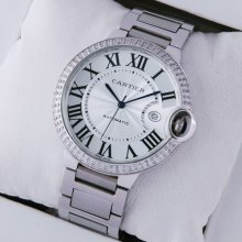 Ballon Bleu de Cartier WE9009Z3 large diamond watch replica stainless steel