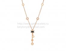 Replica Bvlgari B.zero1 Rose Gold Necklace with Black Ceramic and Pave Diamonds