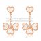 Van Cleef & Arpels Sweet Alhambra Effeuillage Earrings Pink Gold With White Mother Of Pearl