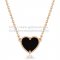 Van Cleef Arpels Sweet Alhambra Heart Pendant Pink Gold With Black Onyx Mother Of Pearl