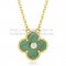 Van Cleef & Arpels Vintage Alhambra Pendant Yellow Gold With Malachite Mother Of Pearl Round Diamonds