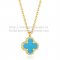 Van Cleef & Arpels Sweet Alhambra Pendant Yellow Gold With Turquoise Mother Of Pearl 9mm
