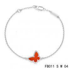 Imitation Van Cleef & Arpels Sweet Alhambra Bracelet In White With Red Butterfly