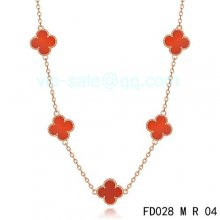 Cheap Van Cleef & Arpels Vintage Alhambra Necklace In Pink Gold With 5 Motifs