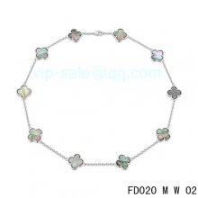 Replica Van Cleef & Arpels Vintage Alhambra Necklace In White Gold With 10 Motifs