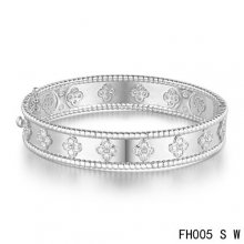 Imitation Van Cleef & Arpels Perlee Clover Bracelet In White Gold With Diamond-Small Model