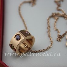 Replica Cartier Pink Gold Necklace Colorful Diamonds