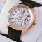 Calibre de Cartier pink gold mens watch W7100009 silver dial brown leather strap