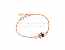 Replica Bvlgari B.zero1 Soft Bracelet in Rose Gold with Rose Gold and Black Ceramic Pendant