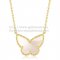 Van Cleef Arpels Lucky Alhambra Butterfly Pendant Yellow Gold With White Mother Of Pearl