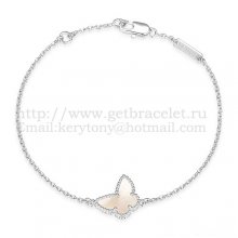 Van Cleef & Arpels Sweet Alhambra Butterfly Bracelet White Gold With White Mother Of Pearl