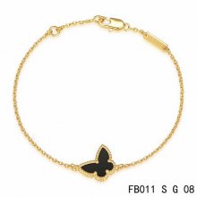 Cheap Van Cleef & Arpels Sweet Alhambra Butterfly Bracelet In Yellow Gold With Onyx