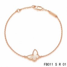 Fake Van Cleef & Arpels Sweet Alhambra Butterfly Bracelet In Pink Gold With Mother-Of-Pearl