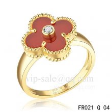 Fake Van Cleef Vintage Alhambra Ring In Yellow Gold With Carnelian